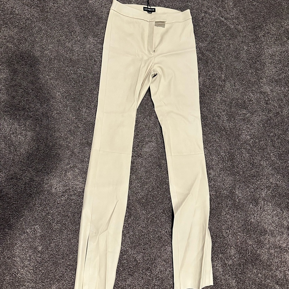 LAMARQUE Size 10 Leather Pants (Color: Bone)
